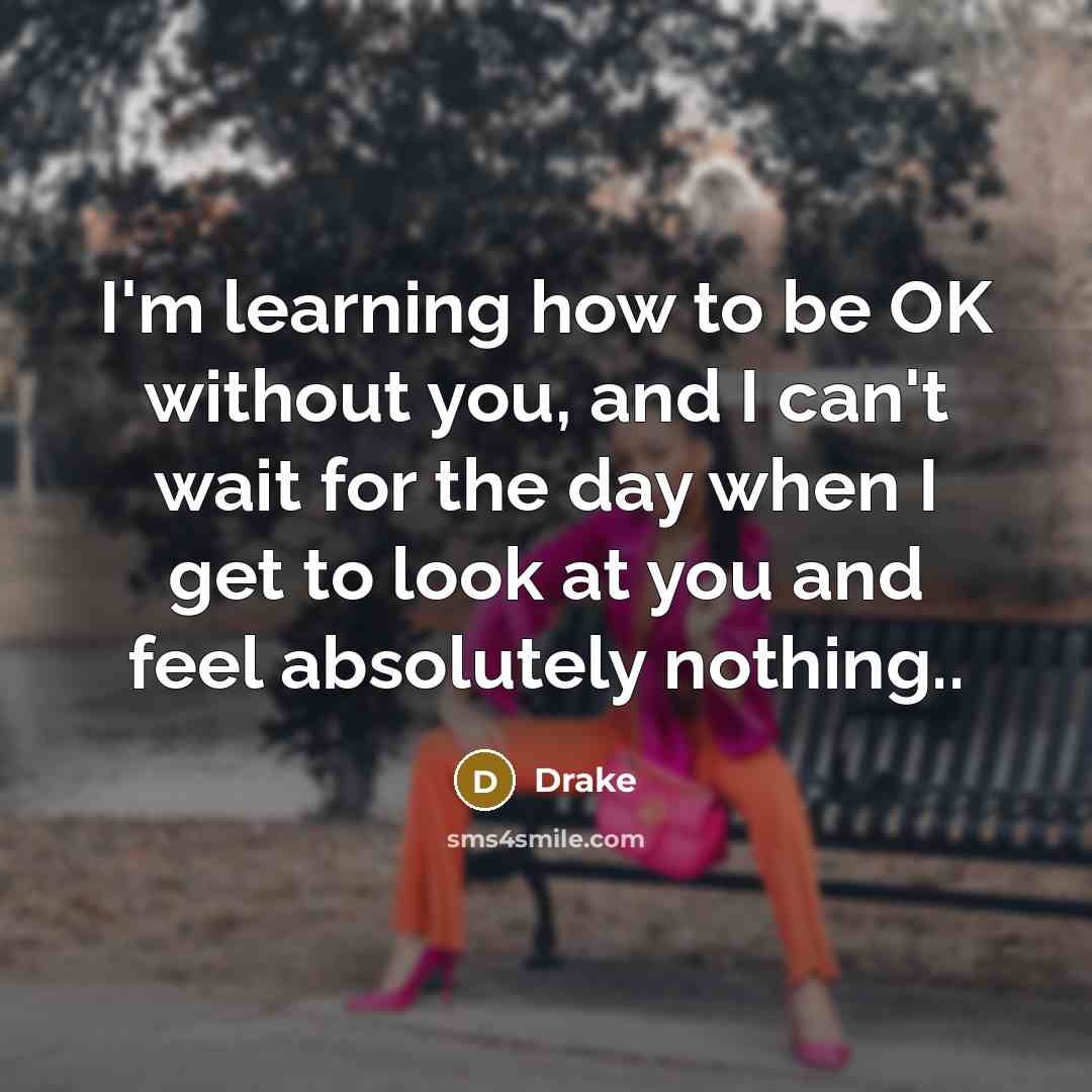 “I'm learning how to be OK without you, and I…” quote by Drake