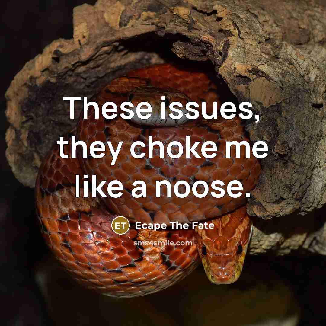 “These issues, they choke me like a noose.” quote by Ecape The Fate