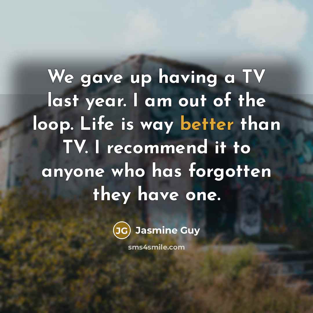 “We gave up having a TV last year. I am…” quote by Jasmine Guy
