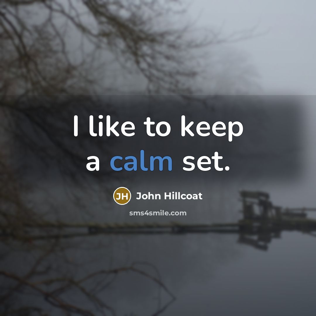 “I like to keep a calm set.…” quote by John Hillcoat
