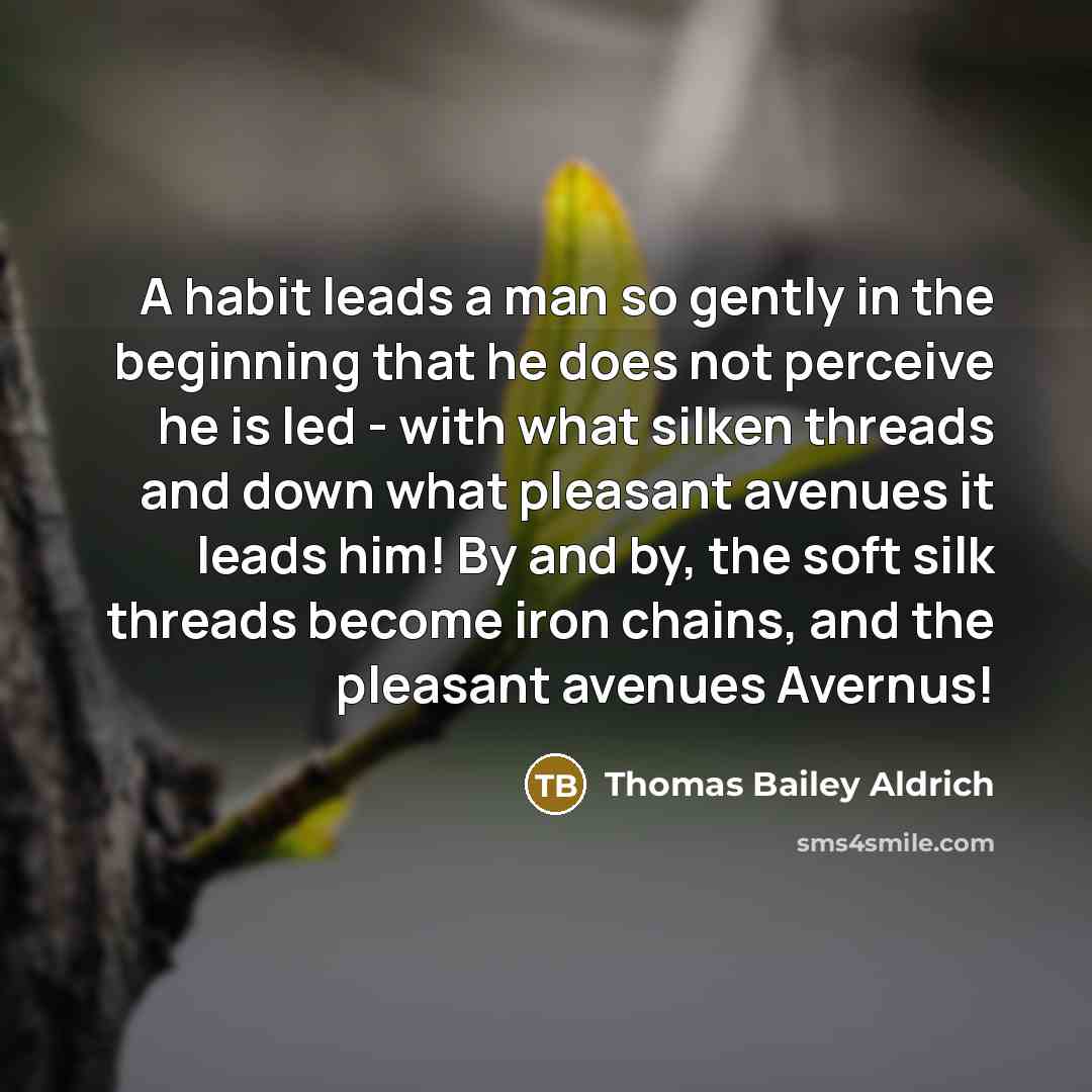 “A habit leads a man so gently in the beginning…” quote by Thomas Bailey Aldrich