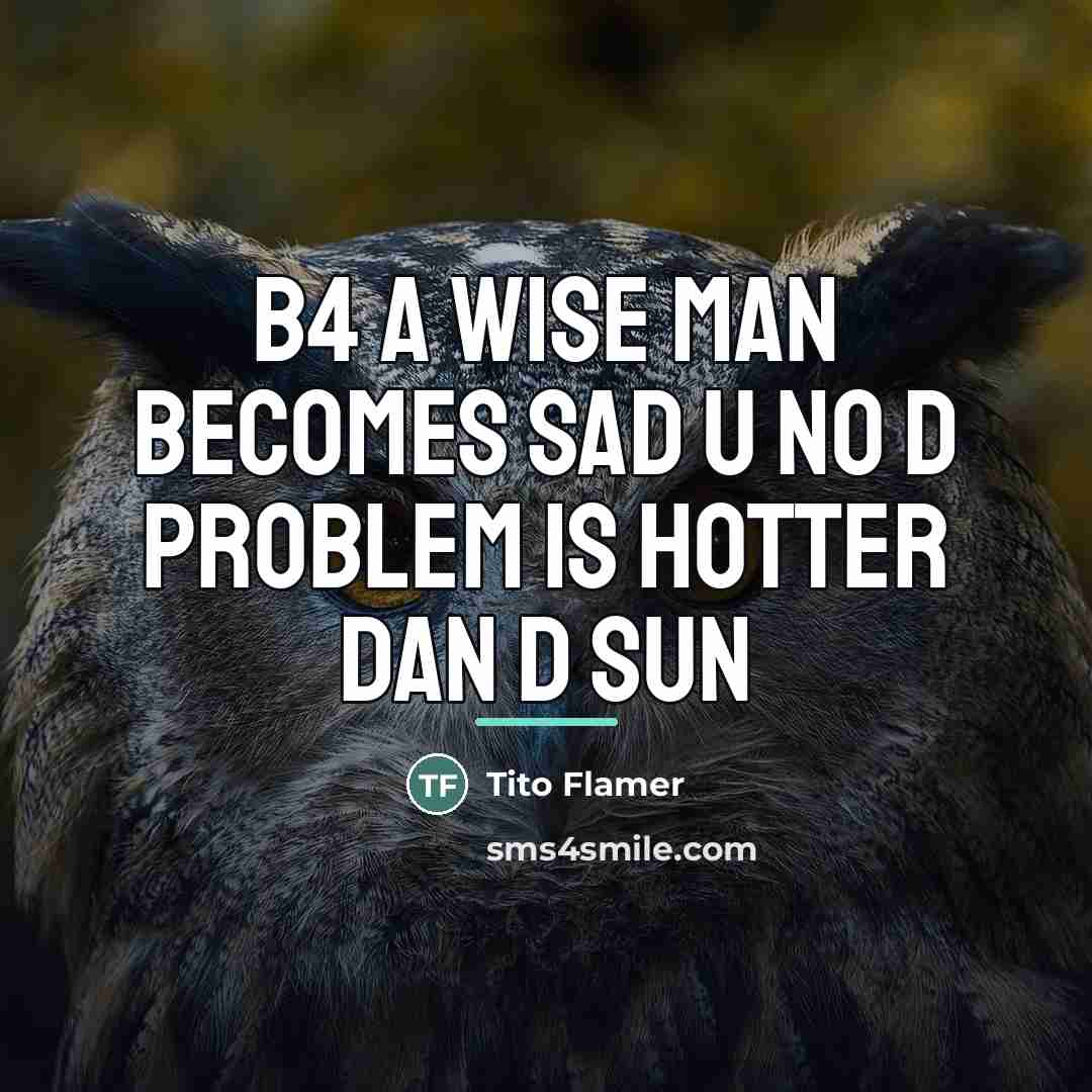“B4 a wise man becomes sad u no d problem…” quote by Tito Flamer