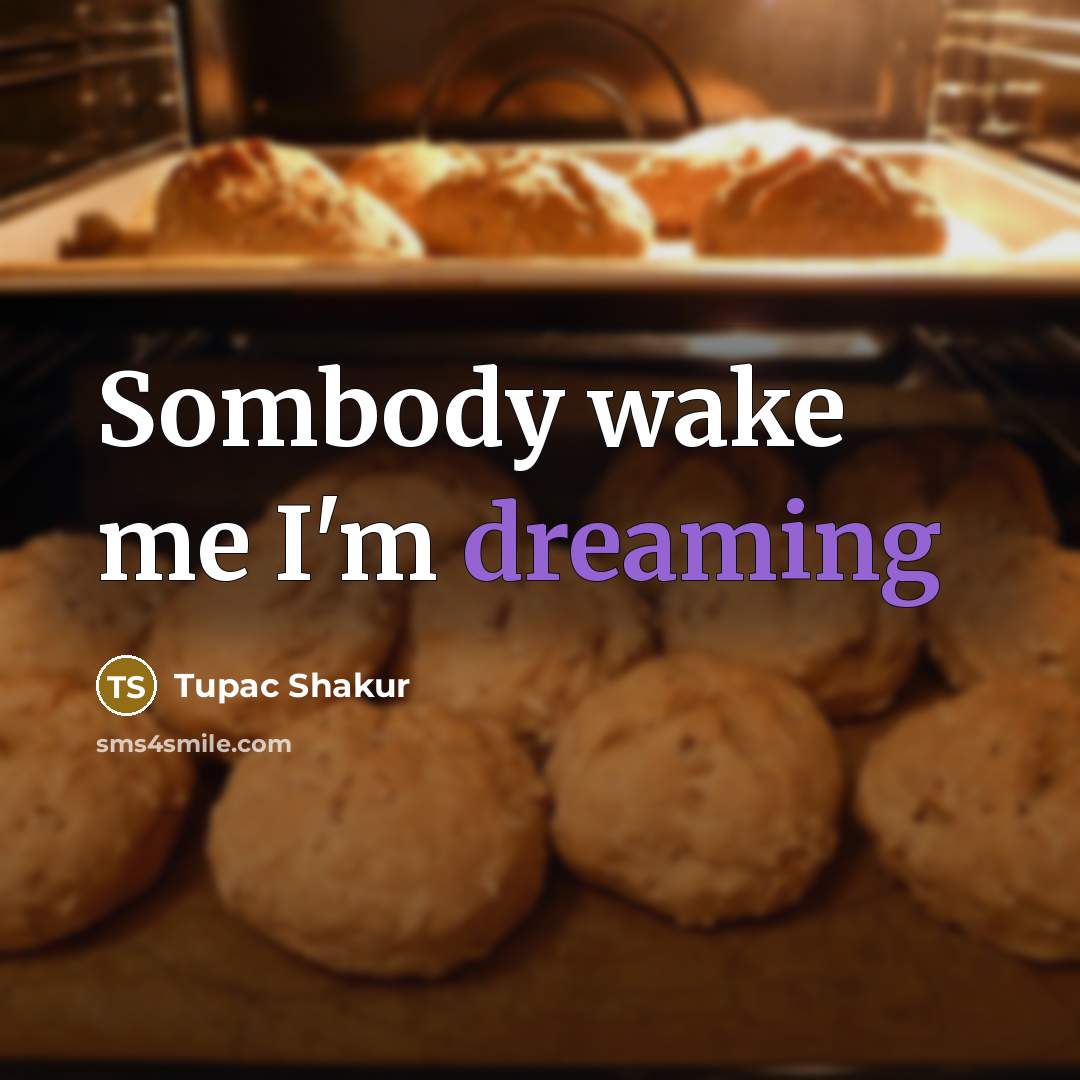 “Sombody wake me I'm dreaming…” quote by Tupac Shakur
