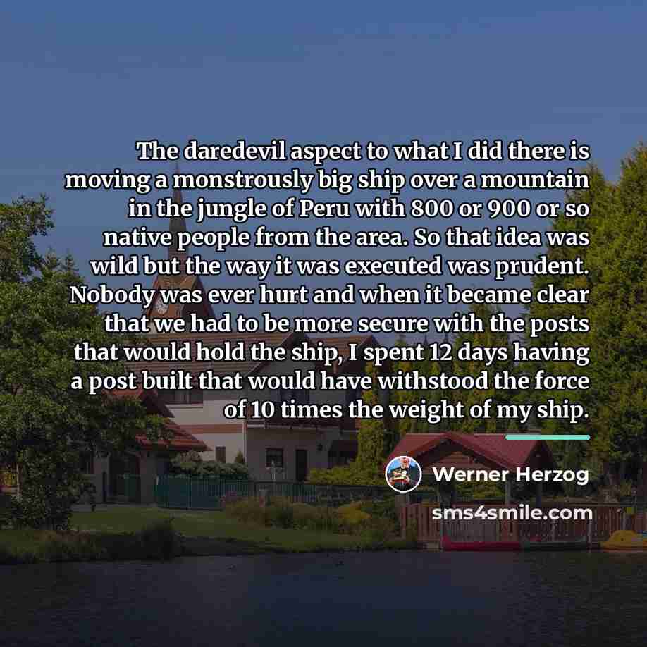 “The daredevil aspect to what I did there is moving…” quote by Werner Herzog