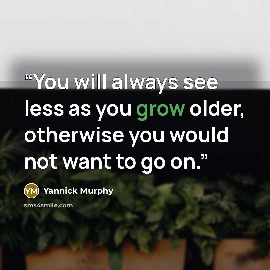 “You will always see less as you grow older, otherwise you would not want to go on.” quote by Yannick Murphy