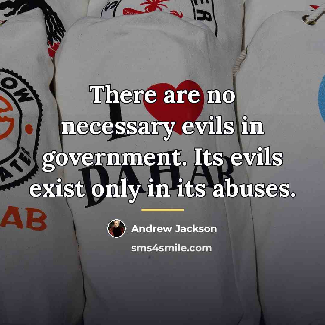 “There are no necessary evils in government. Its evils exist…” quote by Andrew Jackson
