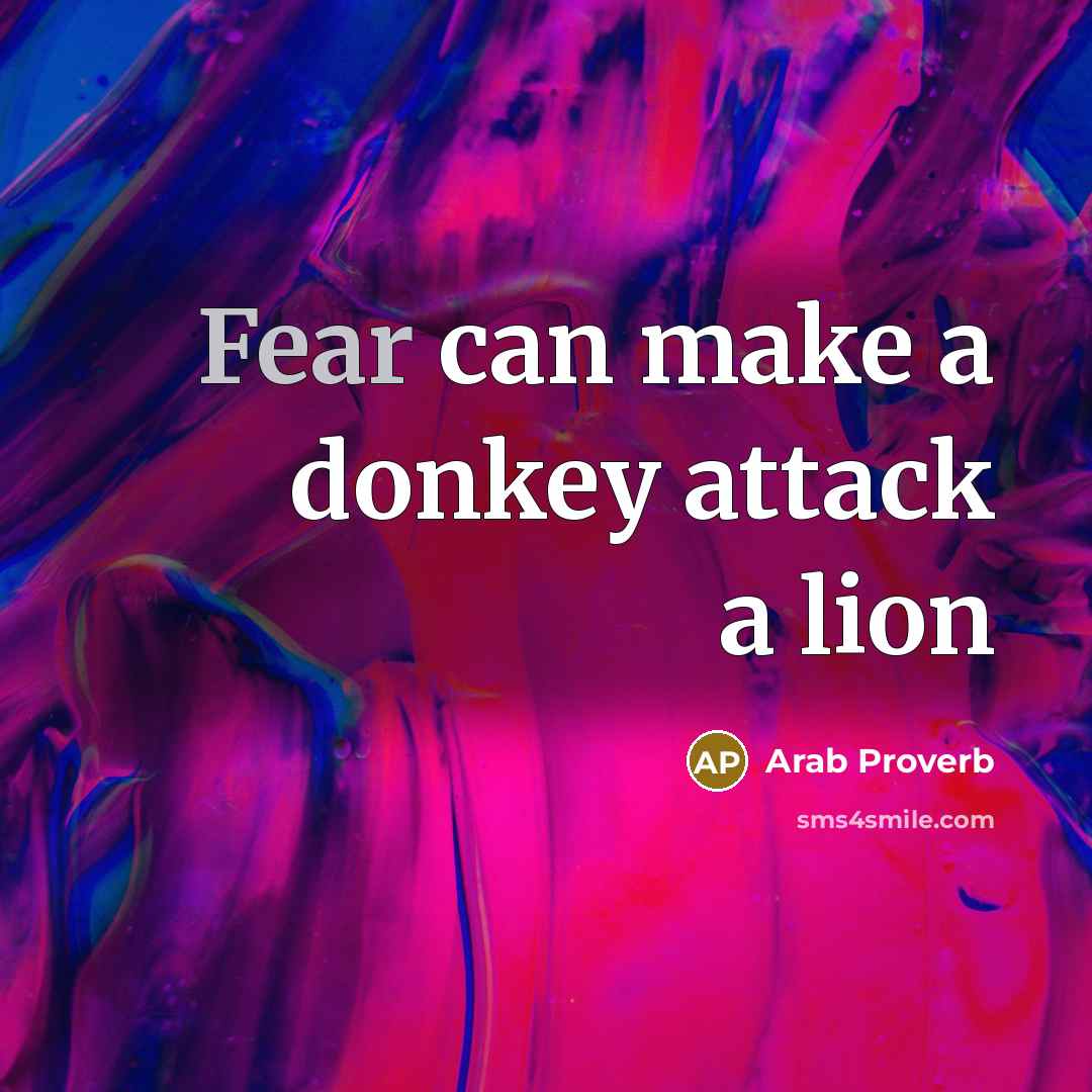 “Fear can make a donkey attack a lion…” quote by Arab Proverb
