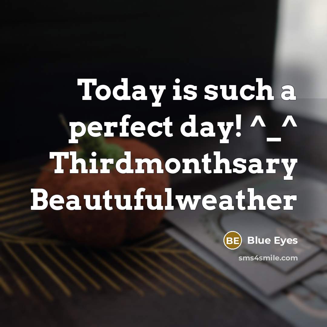 “Today is such a perfect day! ^_^ Thirdmonthsary Beautufulweather” quote by Blue Eyes