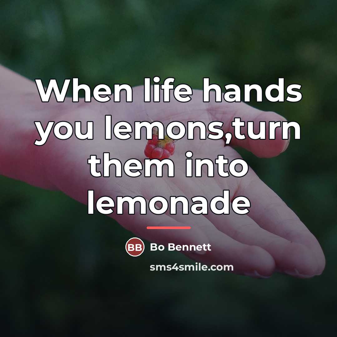“When life hands you lemons,turn them into lemonade…” quote by Bo Bennett