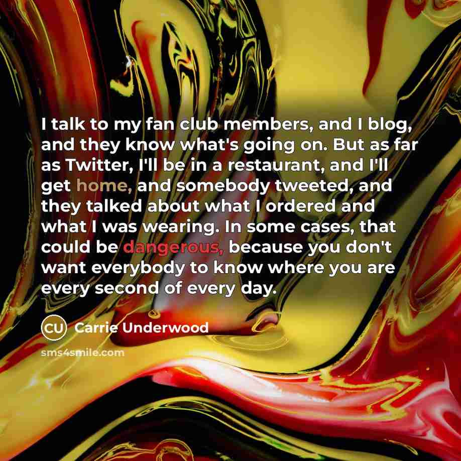 “I talk to my fan club members, and I blog,…” quote by Carrie Underwood