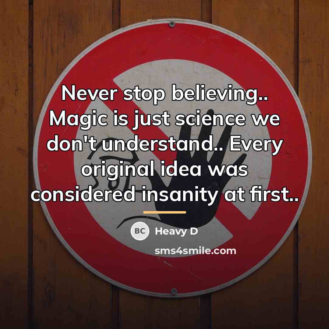 “Never stop believing.. Magic is just science we don't understand..…” quote by Heavy D