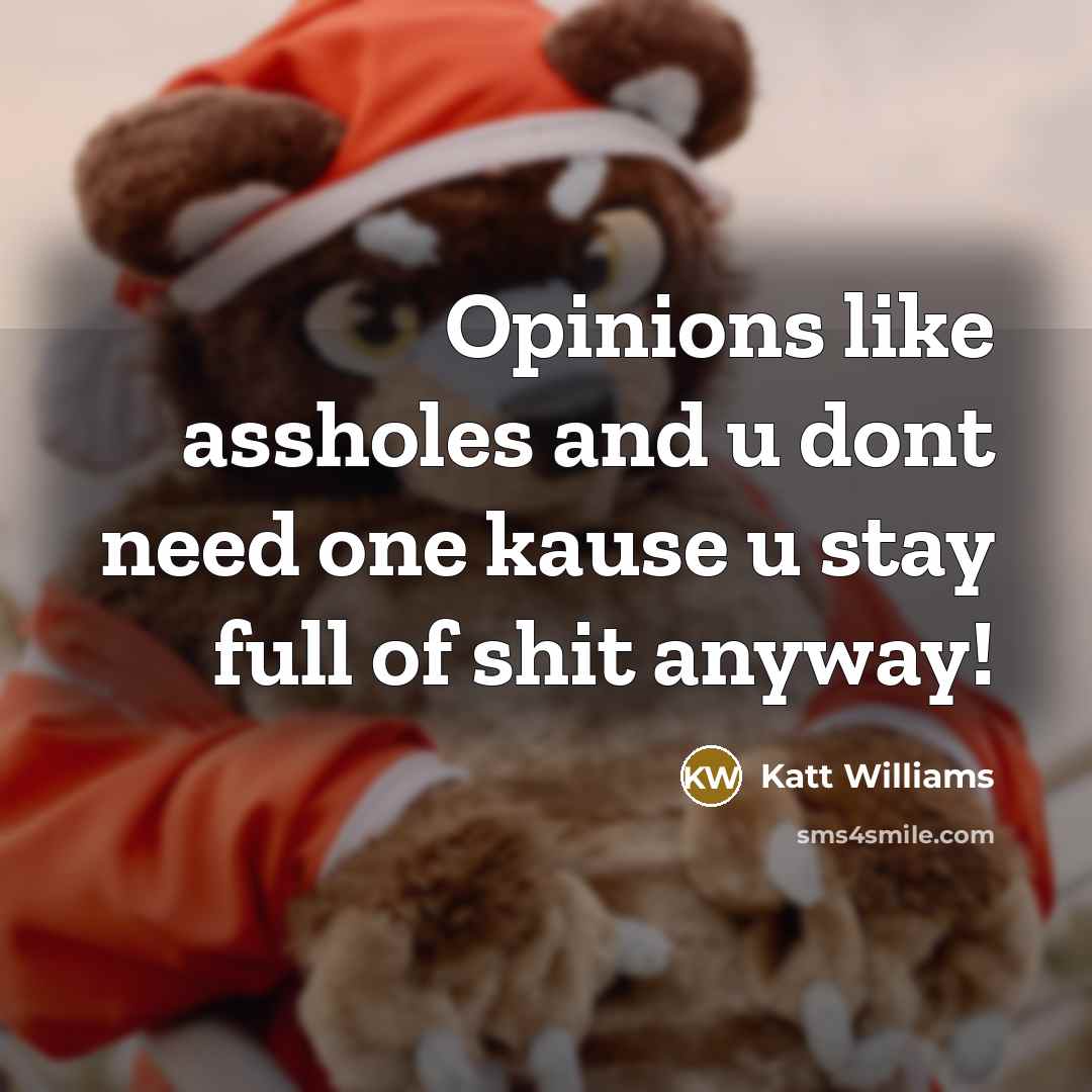 “Opinions like assholes and u dont need one kause u stay full of shit anyway!” quote by Katt Williams