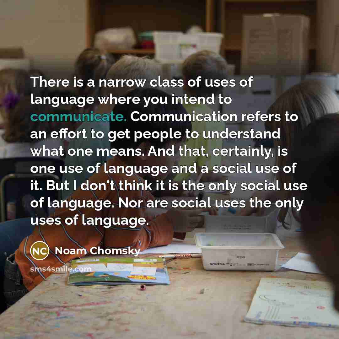 “There is a narrow class of uses of language where…” quote by Noam Chomsky
