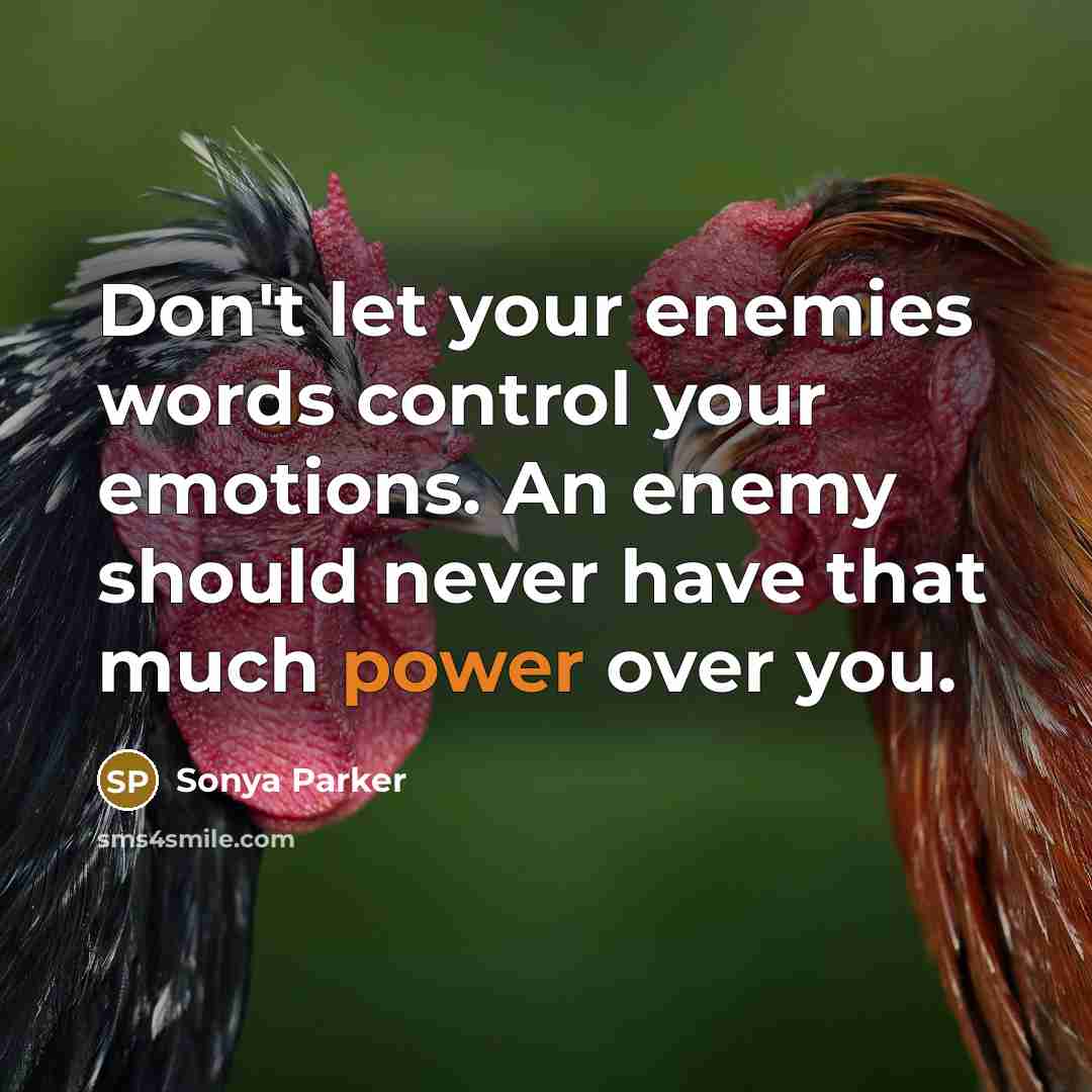 “Don't let your enemies words control your emotions. An enemy…” quote by Sonya Parker
