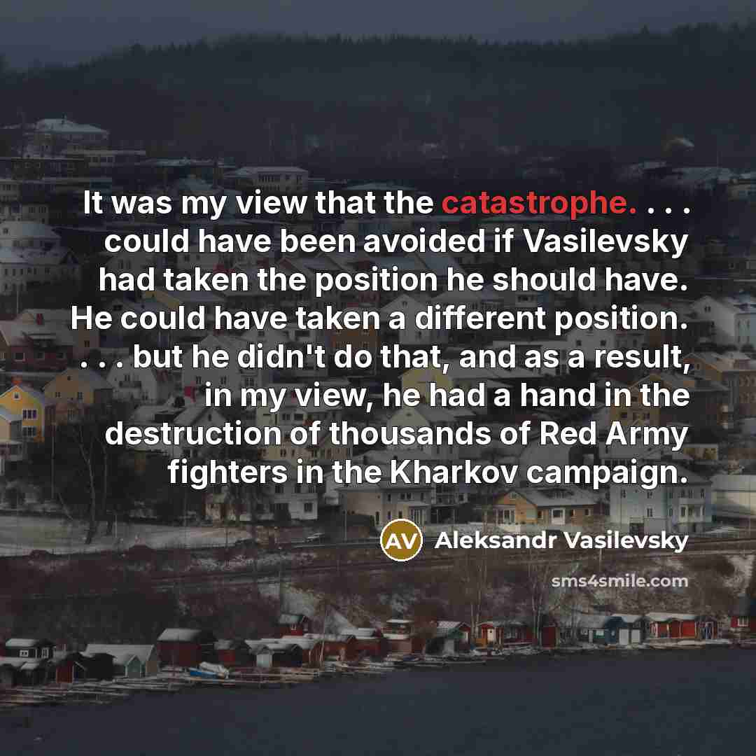 “It was my view that the catastrophe. . . .…” quote by Aleksandr Vasilevsky