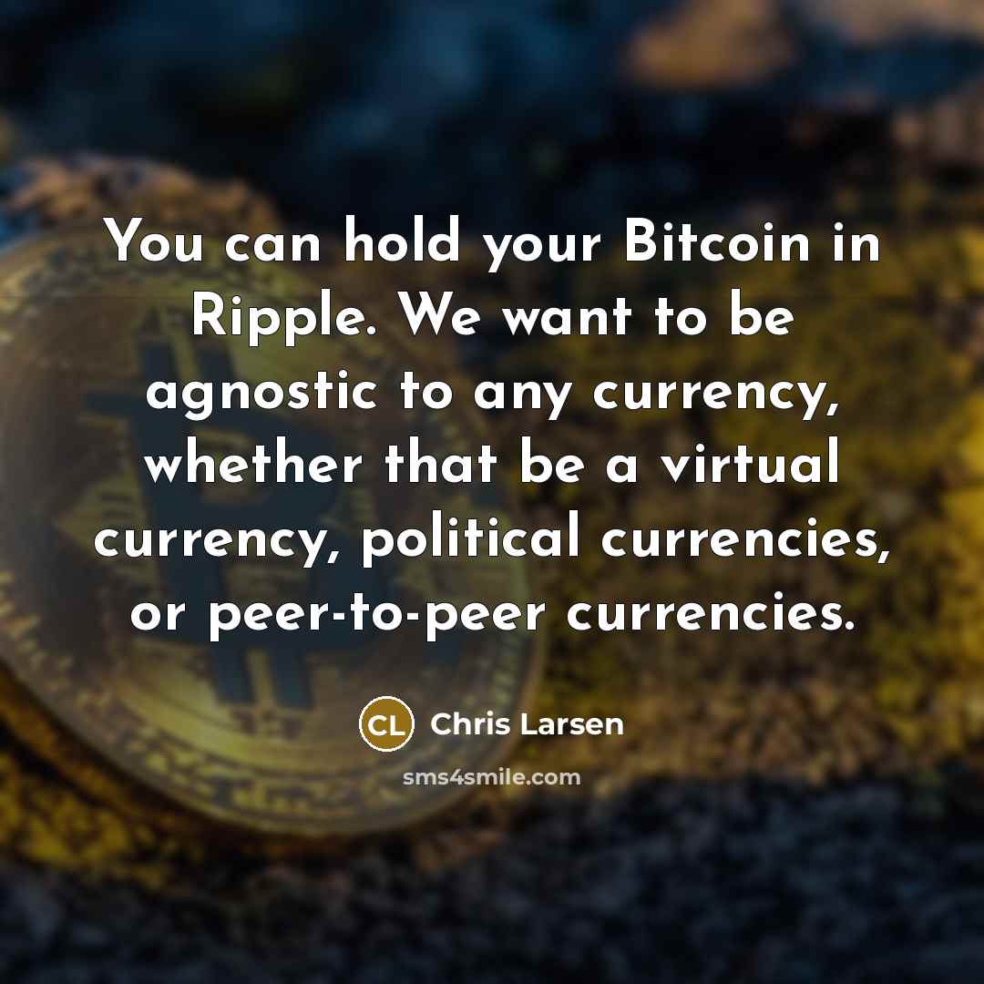 “You can hold your Bitcoin in Ripple. We want to…” quote by Chris Larsen