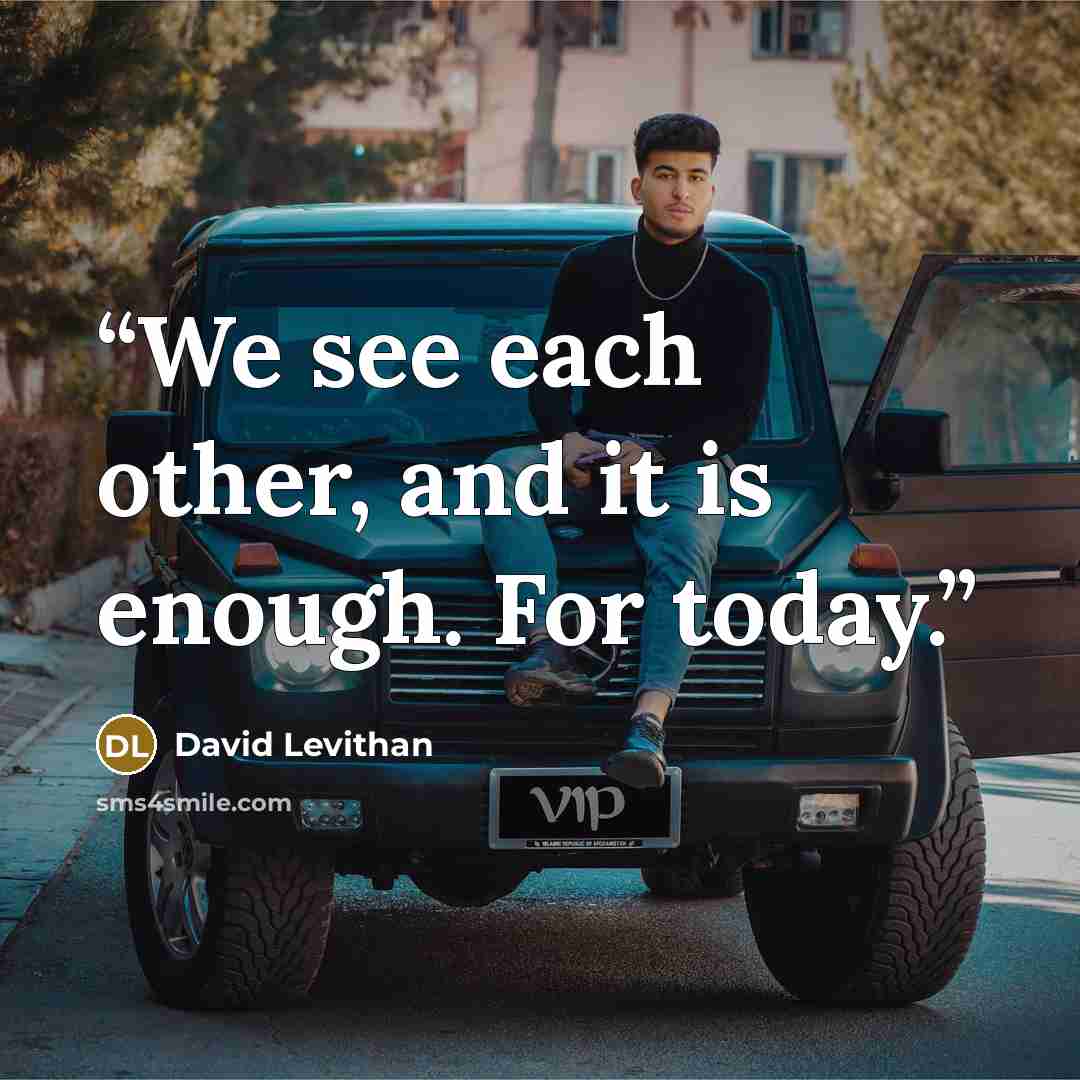 “We see each other, and it is enough. For today.” quote by David Levithan