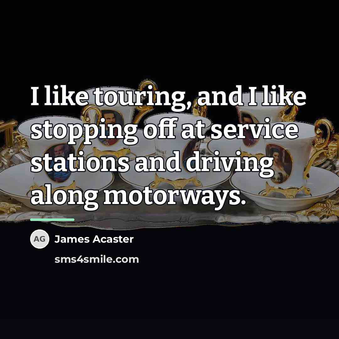 “I like touring, and I like stopping off at service…” quote by James Acaster