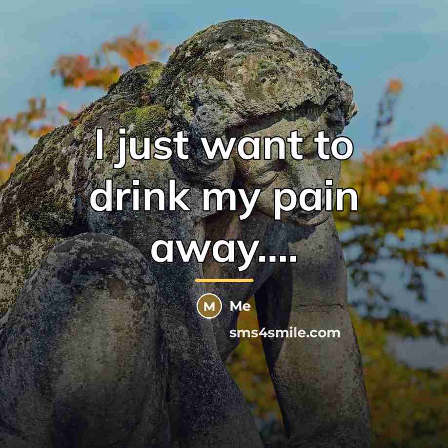 “I just want to drink my pain away....…” quote by Me