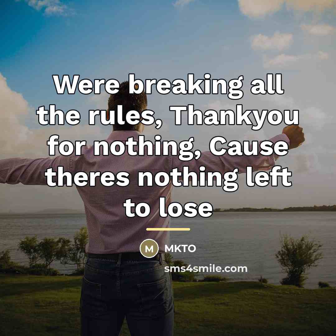 “Were breaking all the rules, Thankyou for nothing, Cause theres…” quote by MKTO