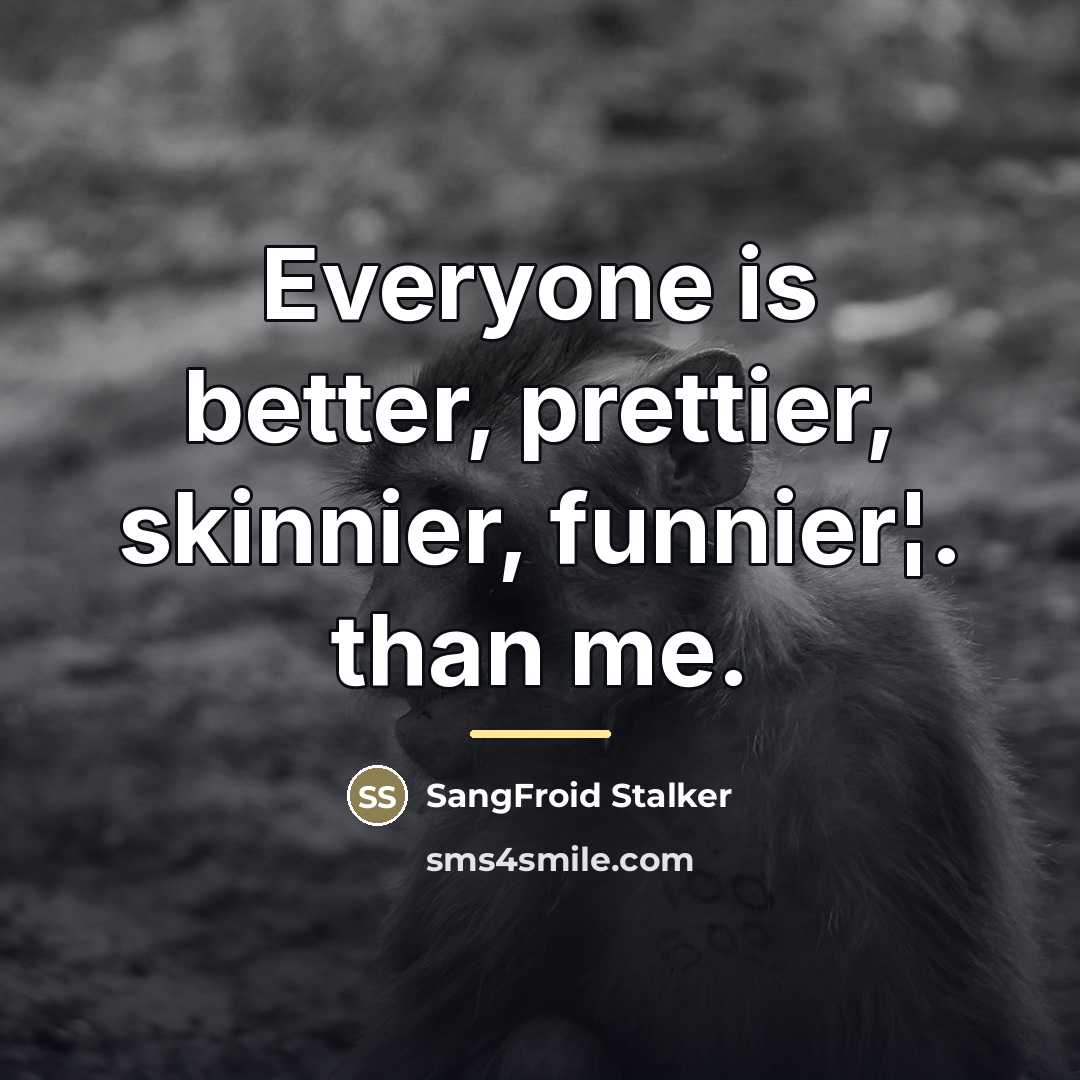“Everyone is better, prettier, skinnier, funnier¦. than me.…” quote by SangFroid Stalker