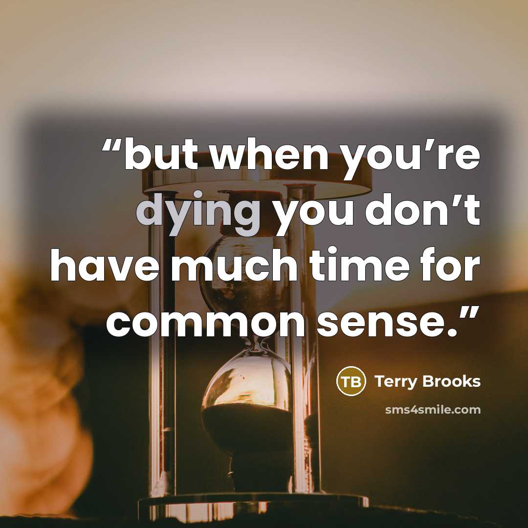 “but when you’re dying you don’t have much time for common sense.” quote by Terry Brooks