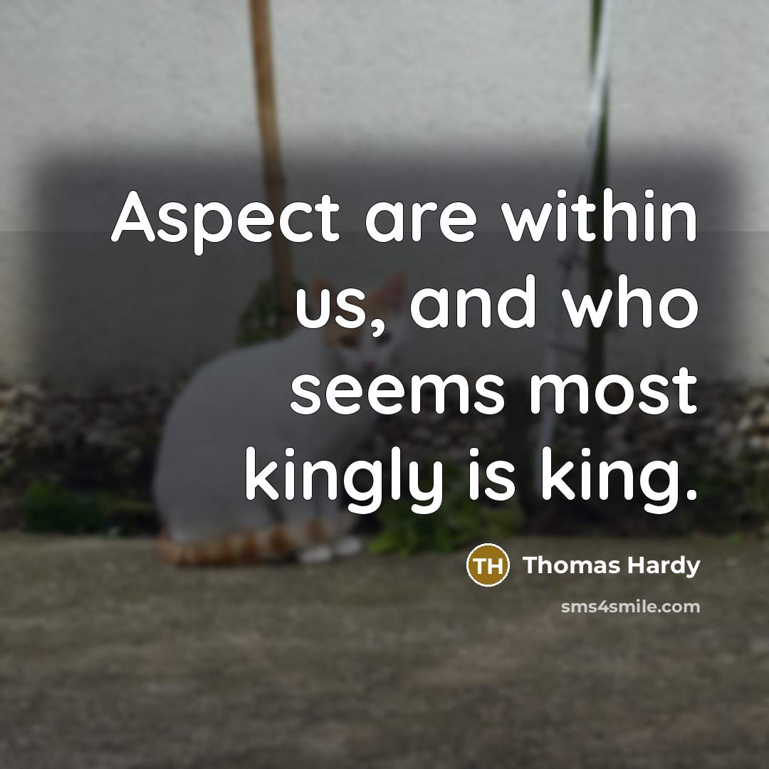 “Aspect are within us, and who seems most kingly is…” quote by Thomas Hardy