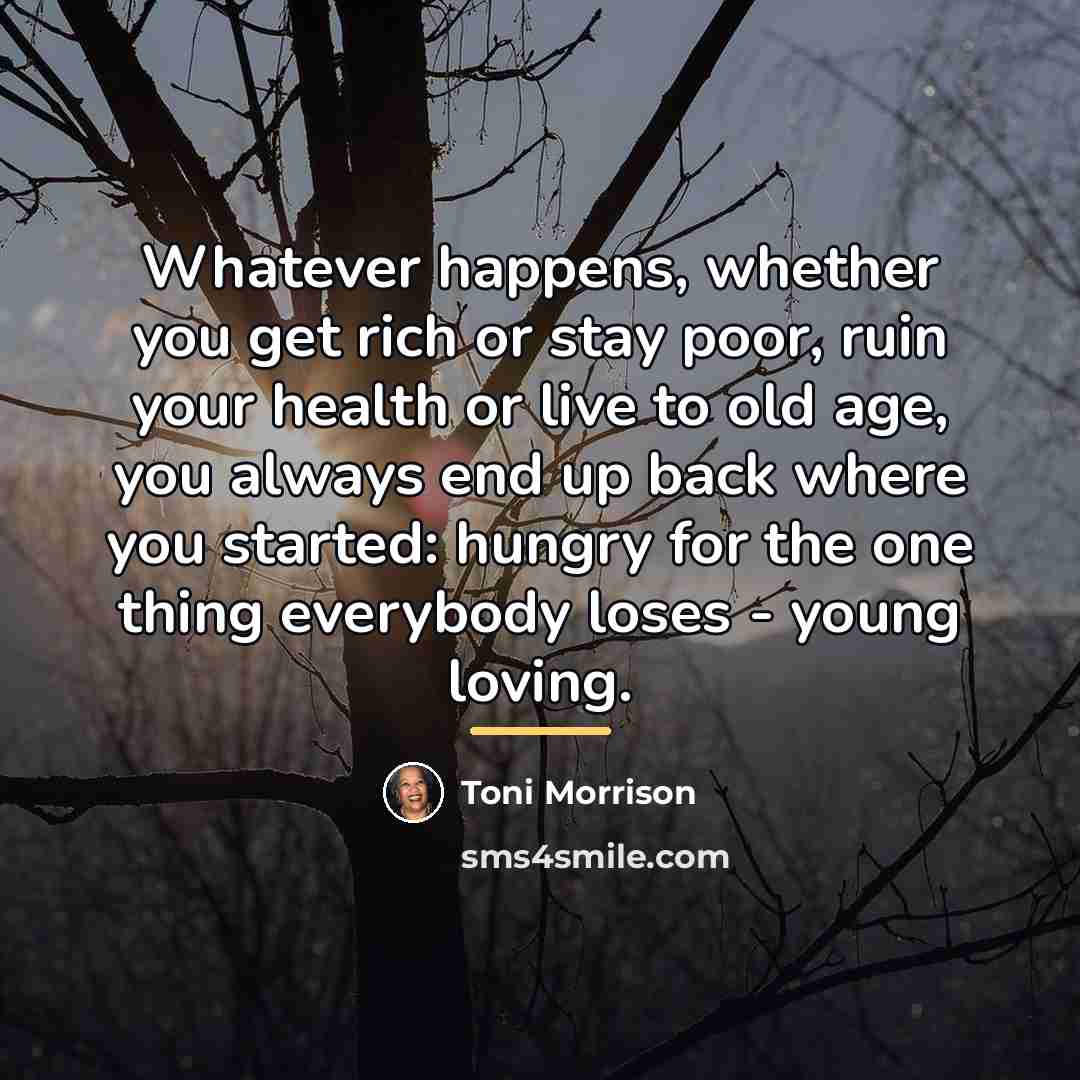“Whatever happens, whether you get rich or stay poor, ruin…” quote by Toni Morrison