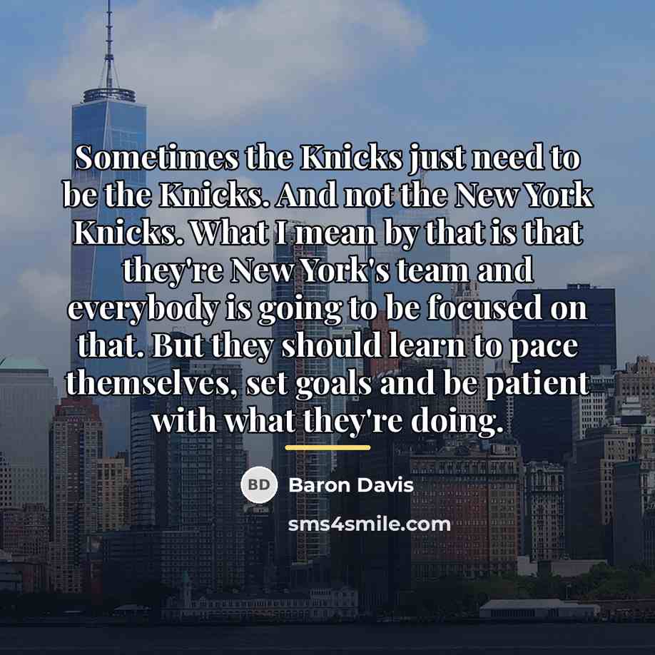 “Sometimes the Knicks just need to be the Knicks. And…” quote by Baron Davis