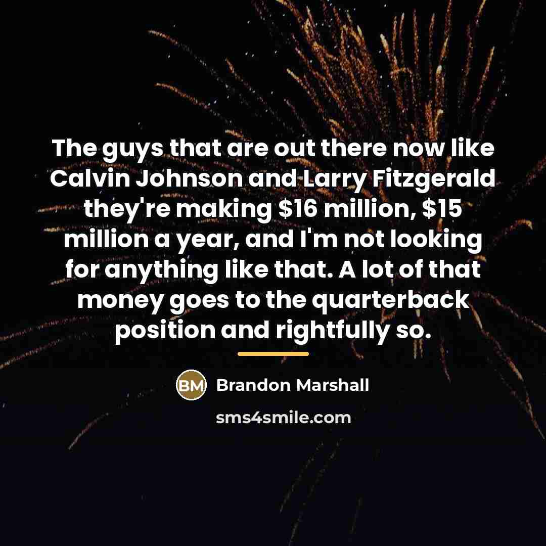 “The guys that are out there now like Calvin Johnson…” quote by Brandon Marshall