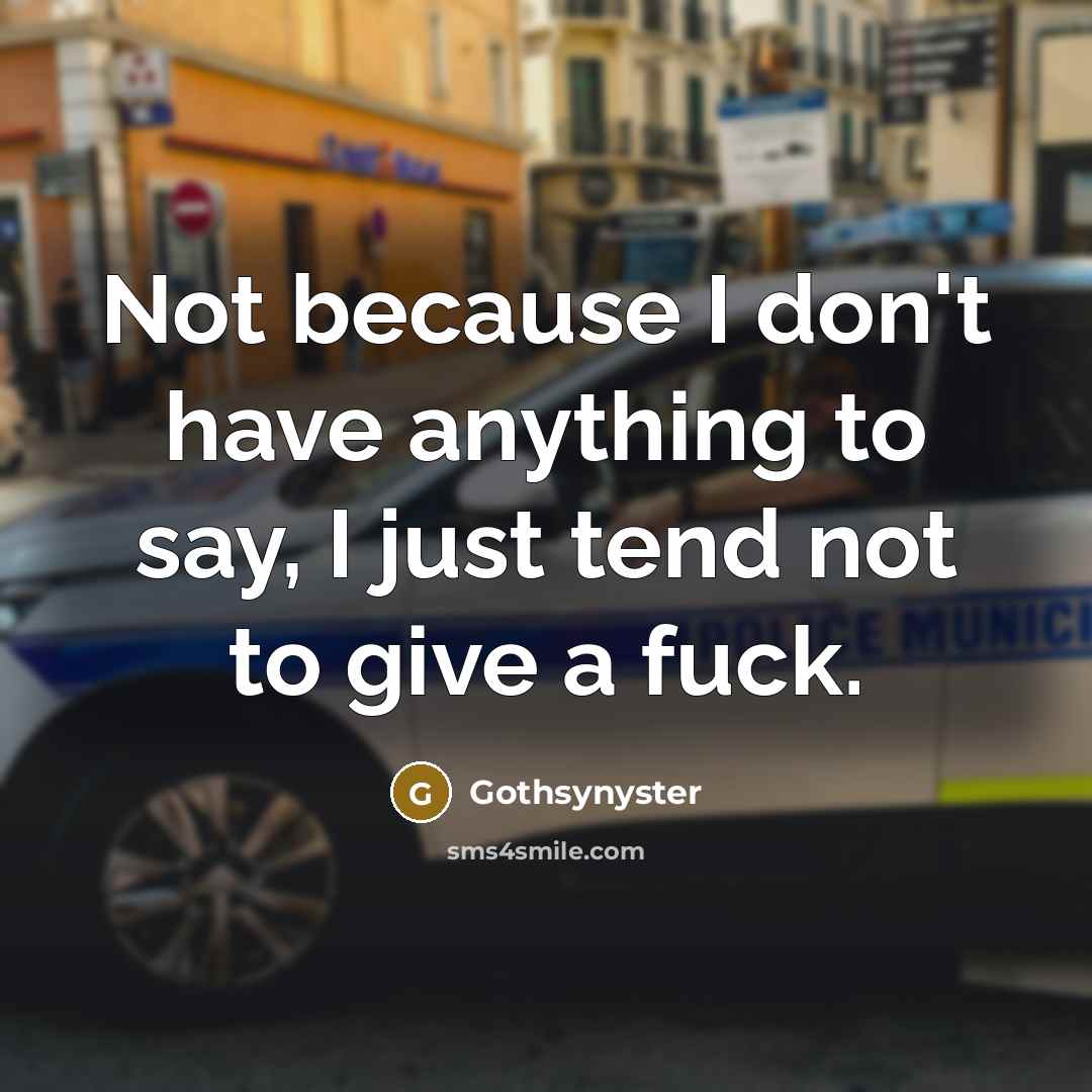 “Not because I don't have anything to say, I just…” quote by Gothsynyster