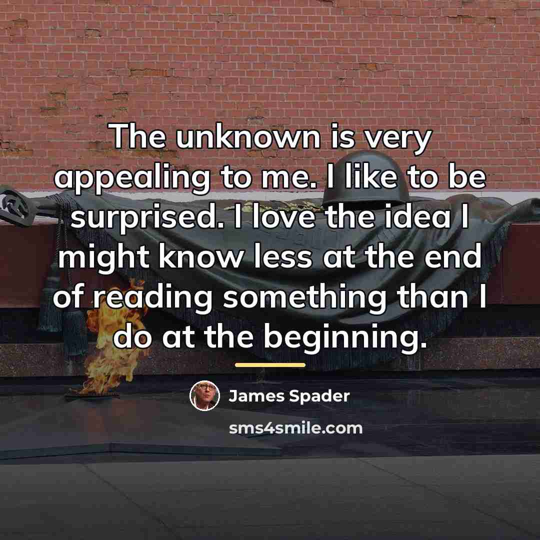 “The unknown is very appealing to me. I like to…” quote by James Spader