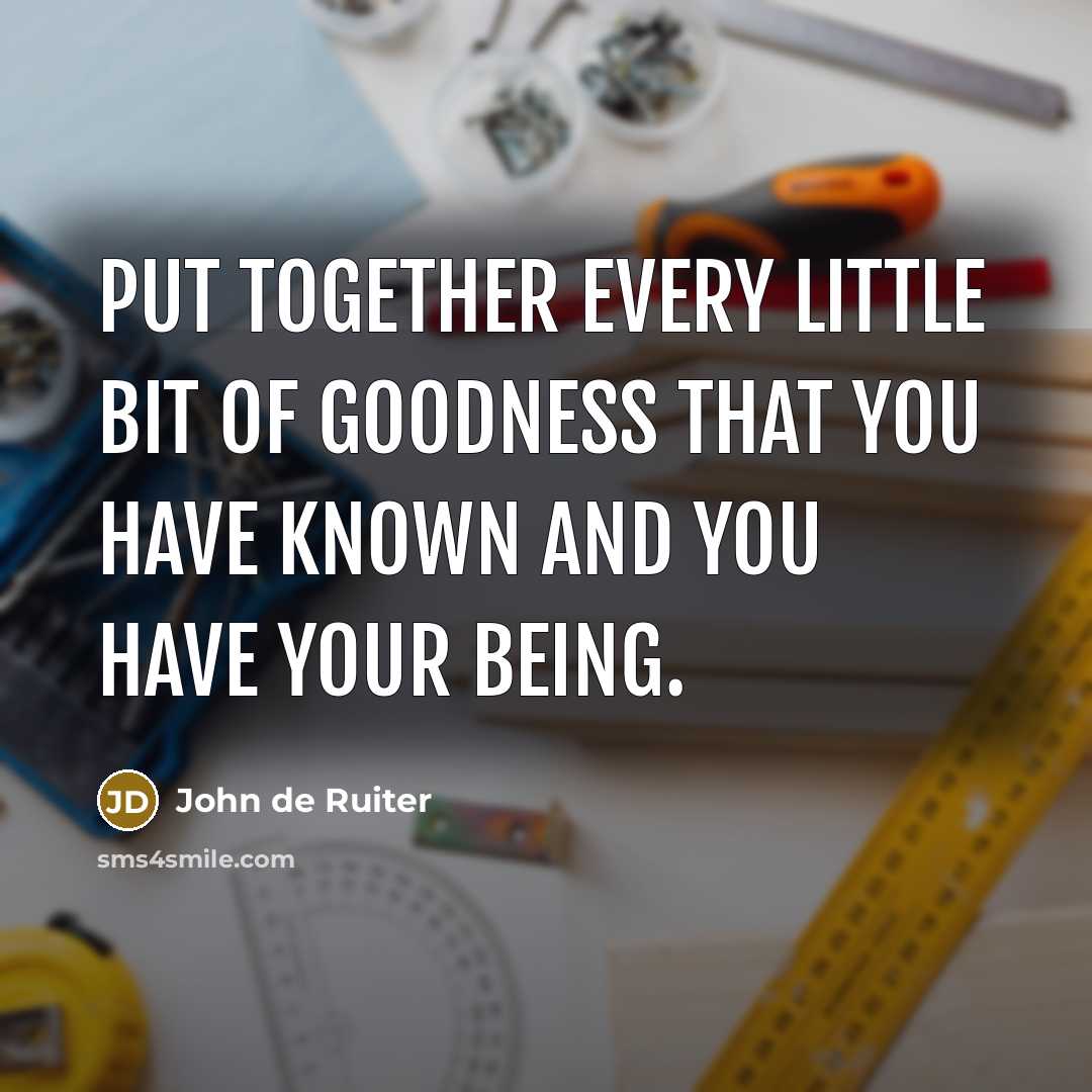 “Put together every little bit of goodness that you have…” quote by John de Ruiter