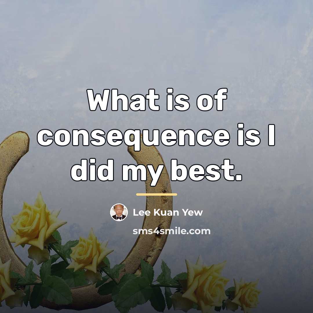 “What is of consequence is I did my best.…” quote by Lee Kuan Yew