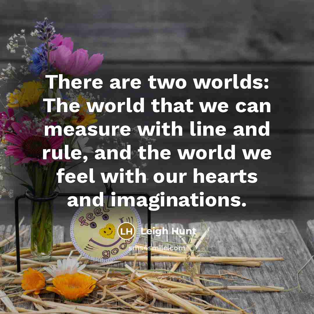 “There are two worlds: The world that we can measure…” quote by Leigh Hunt