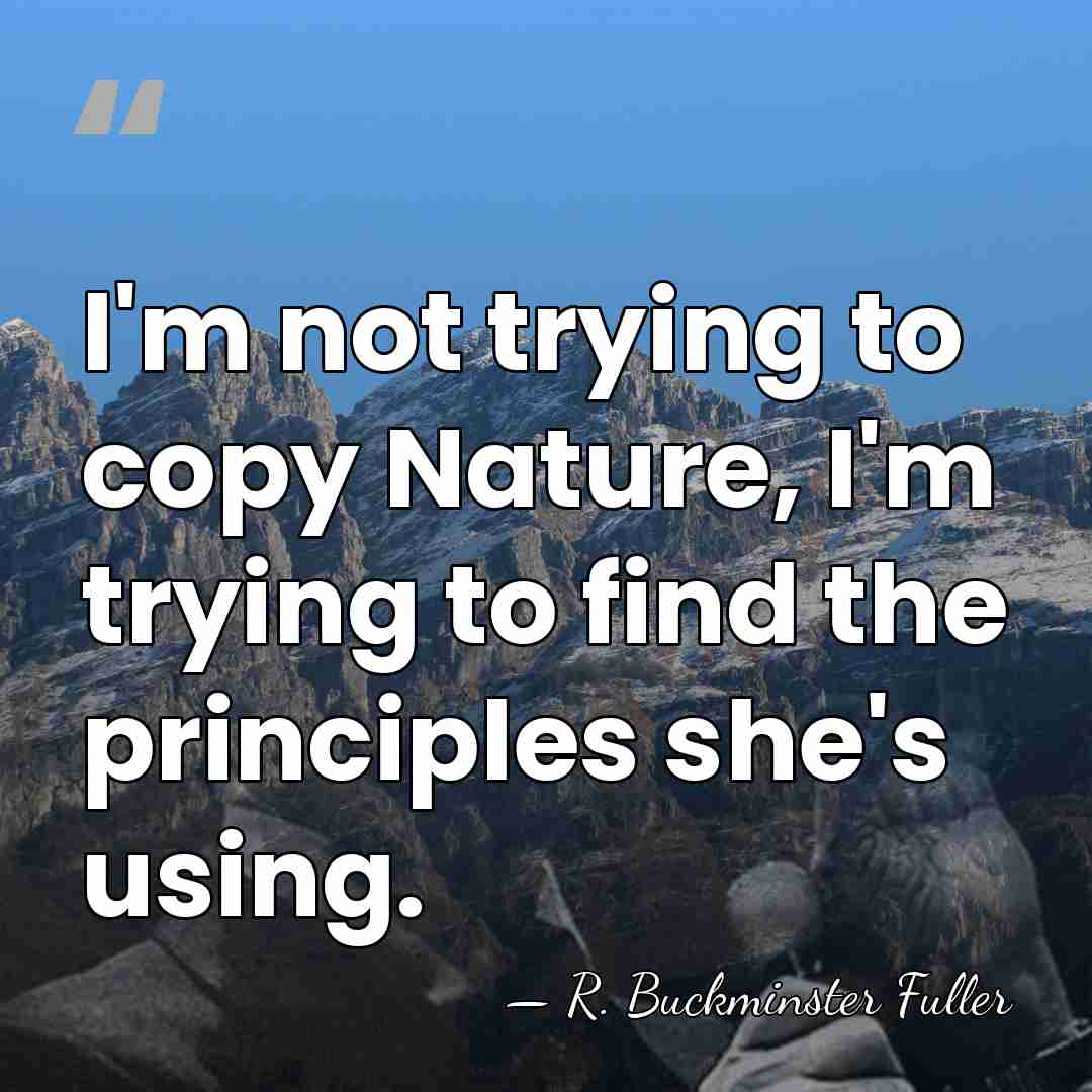 I'm not trying to copy Nature, I'm trying to find the principles&hellip; - R. Buckminster Fuller