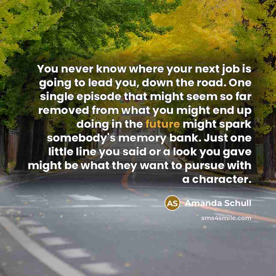 “You never know where your next job is going to…” quote by Amanda Schull