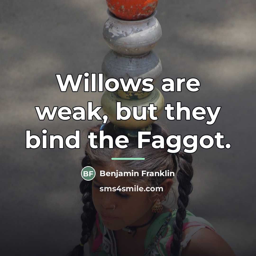 “Willows are weak, but they bind the Faggot.…” quote by Benjamin Franklin