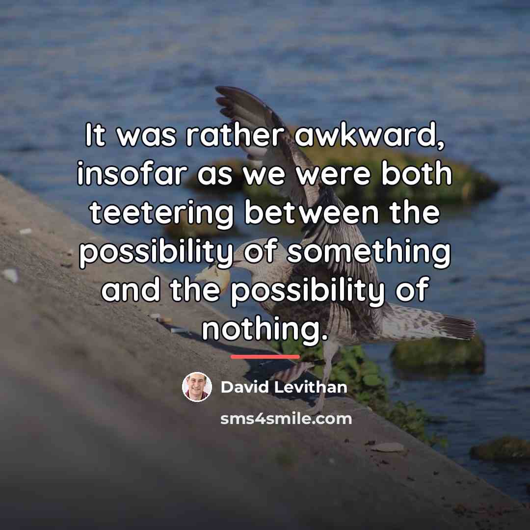 “It was rather awkward, insofar as we were both teetering…” quote by David Levithan