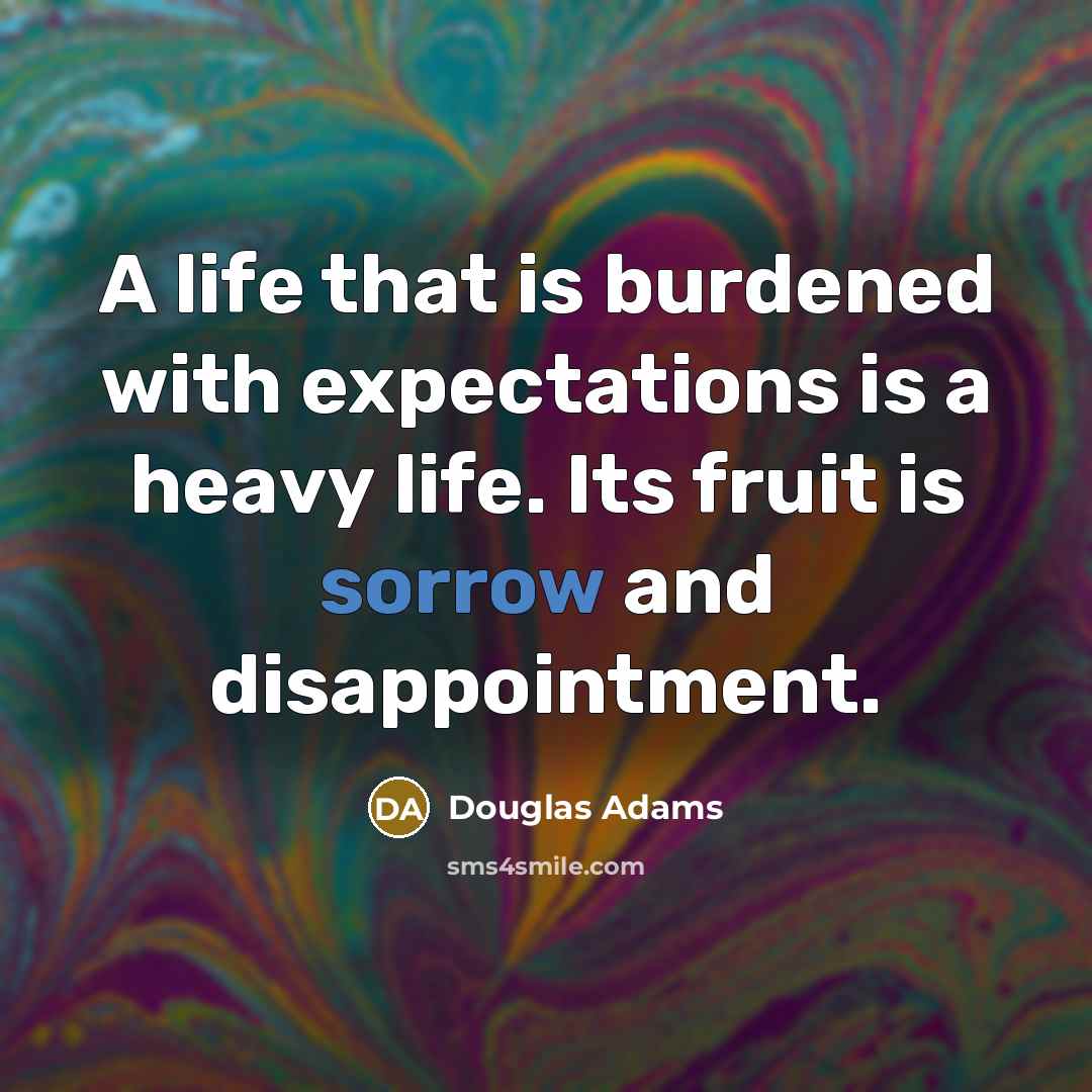 “A life that is burdened with expectations is a heavy…” quote by Douglas Adams