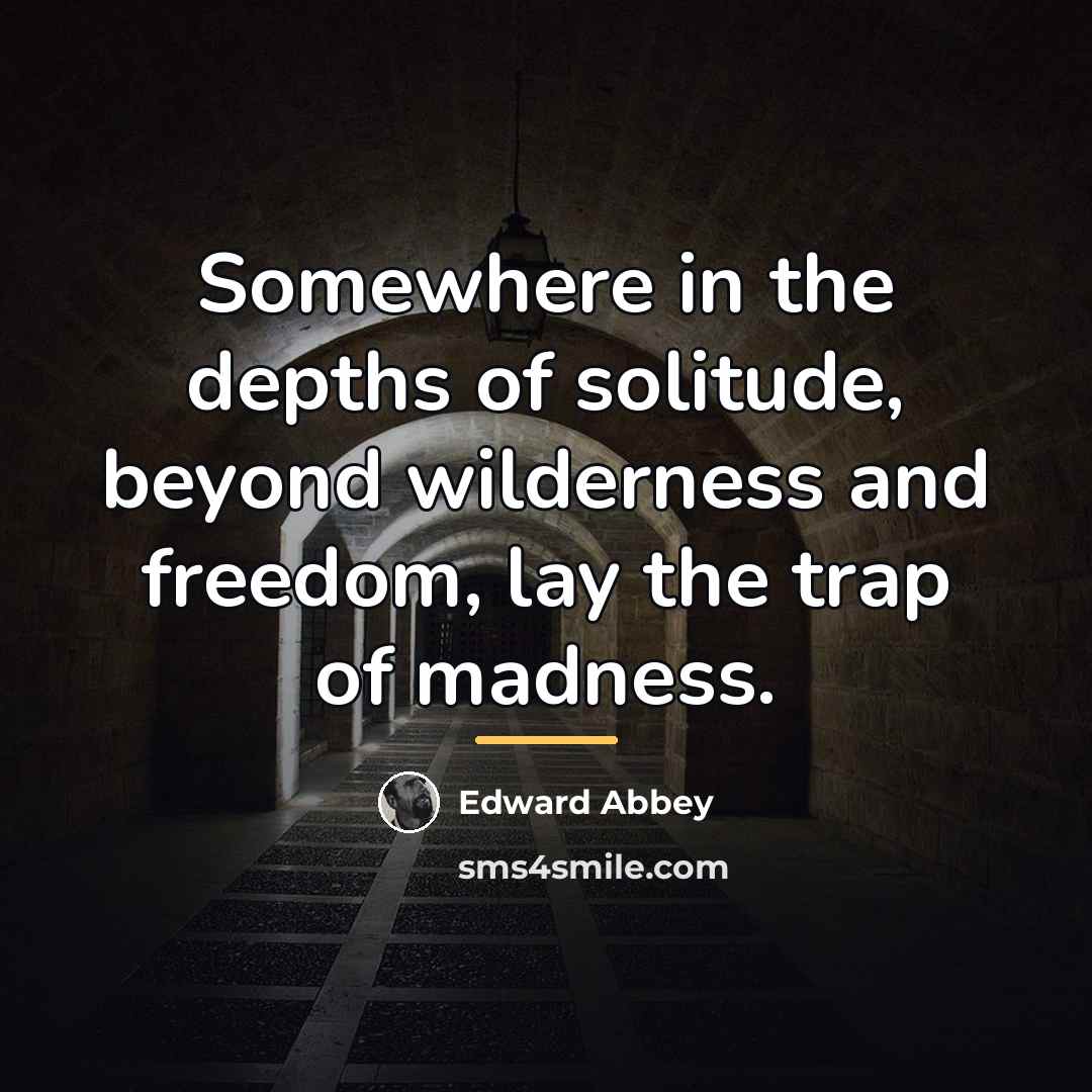 “Somewhere in the depths of solitude, beyond wilderness and freedom,…” quote by Edward Abbey