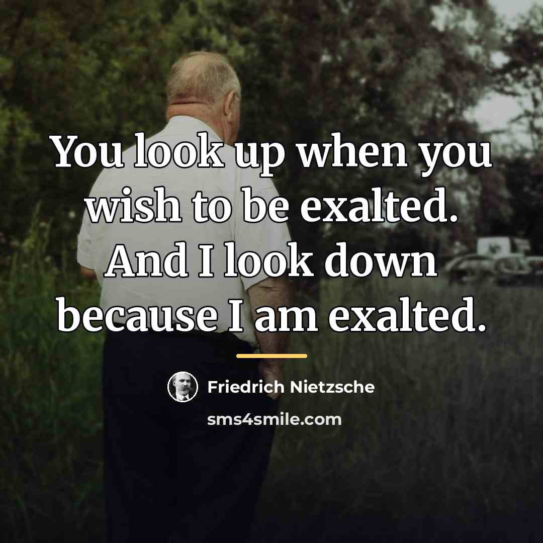 “You look up when you wish to be exalted. And…” quote by Friedrich Nietzsche