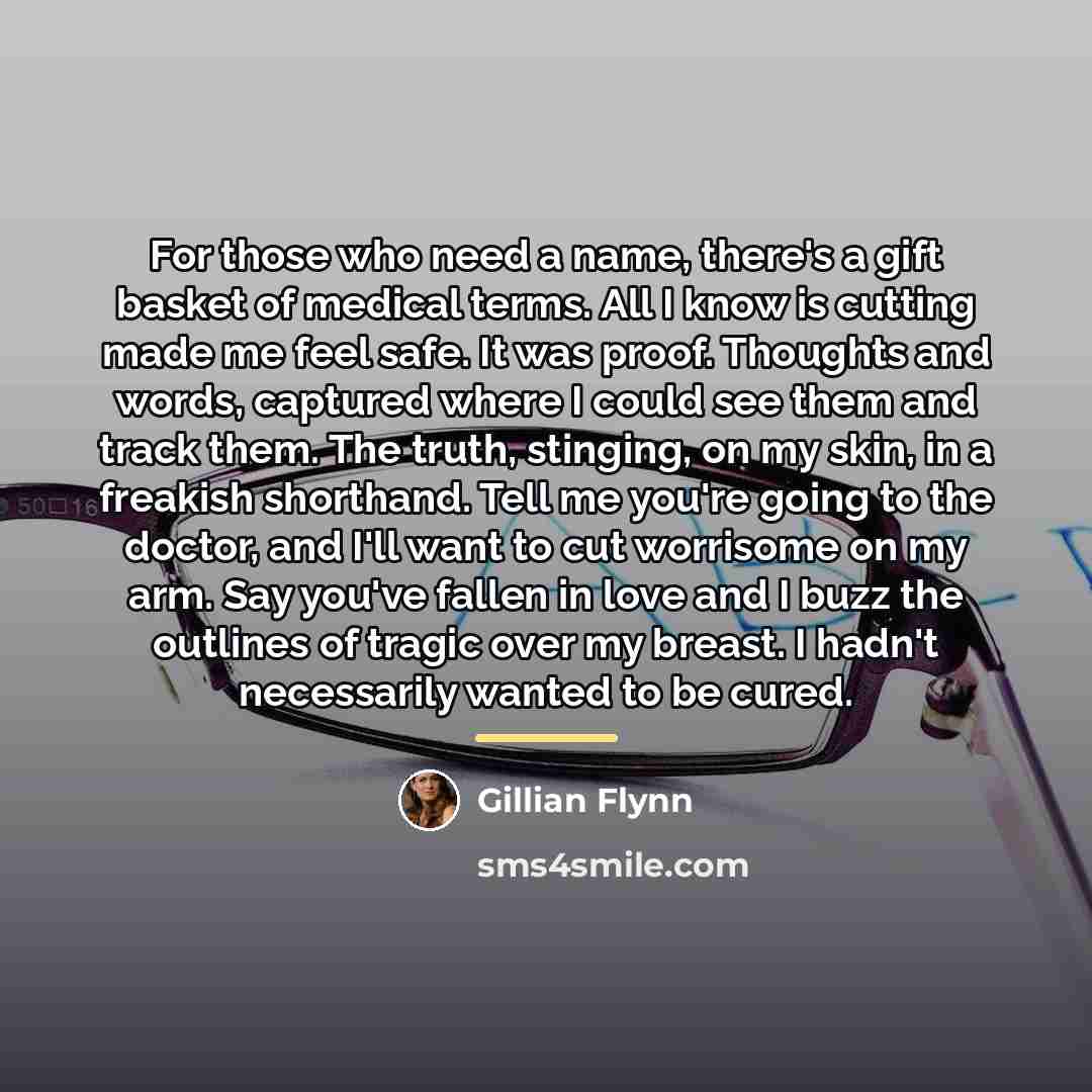 “For those who need a name, there's a gift basket…” quote by Gillian Flynn
