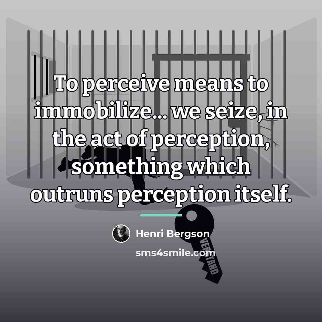 “To perceive means to immobilize... we seize, in the act…” quote by Henri Bergson