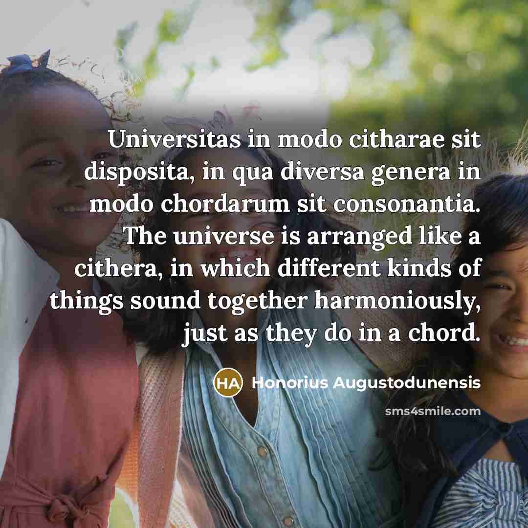 “Universitas in modo citharae sit disposita, in qua diversa genera…” quote by Honorius Augustodunensis
