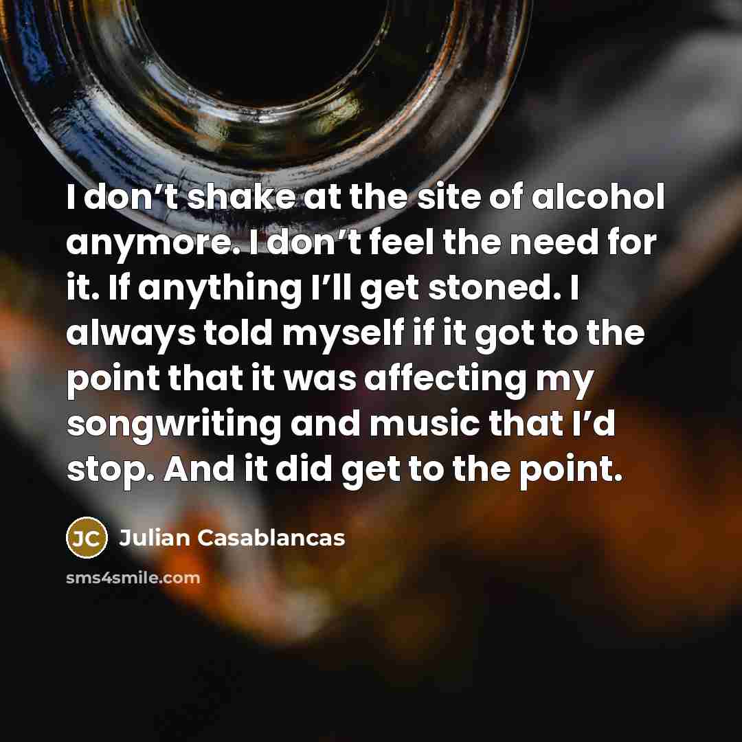 “I don’t shake at the site of alcohol anymore. I…” quote by Julian Casablancas