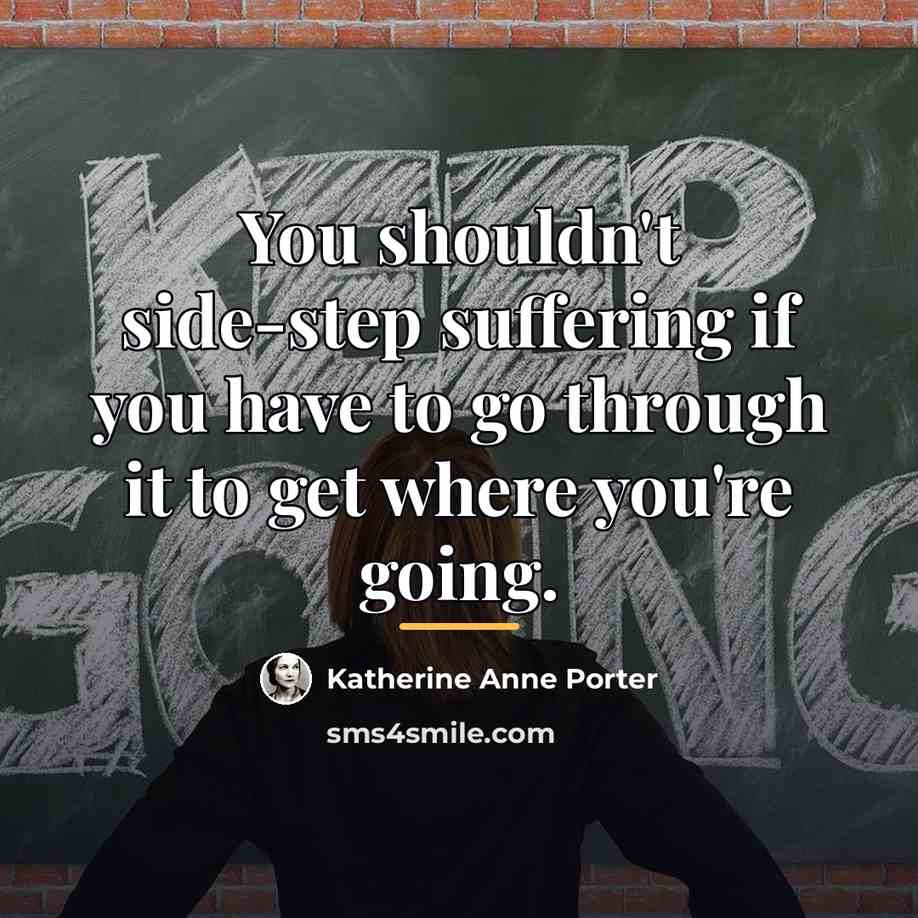 “You shouldn't side-step suffering if you have to go through…” quote by Katherine Anne Porter