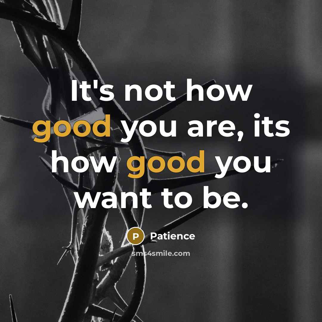 “It's not how good you are, its how good you…” quote by Patience