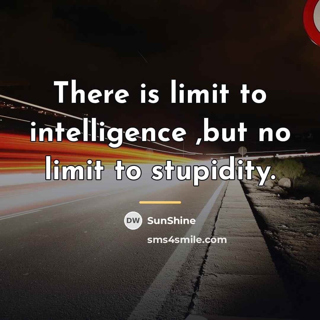 “There is limit to intelligence ,but no limit to stupidity.…” quote by SunShine