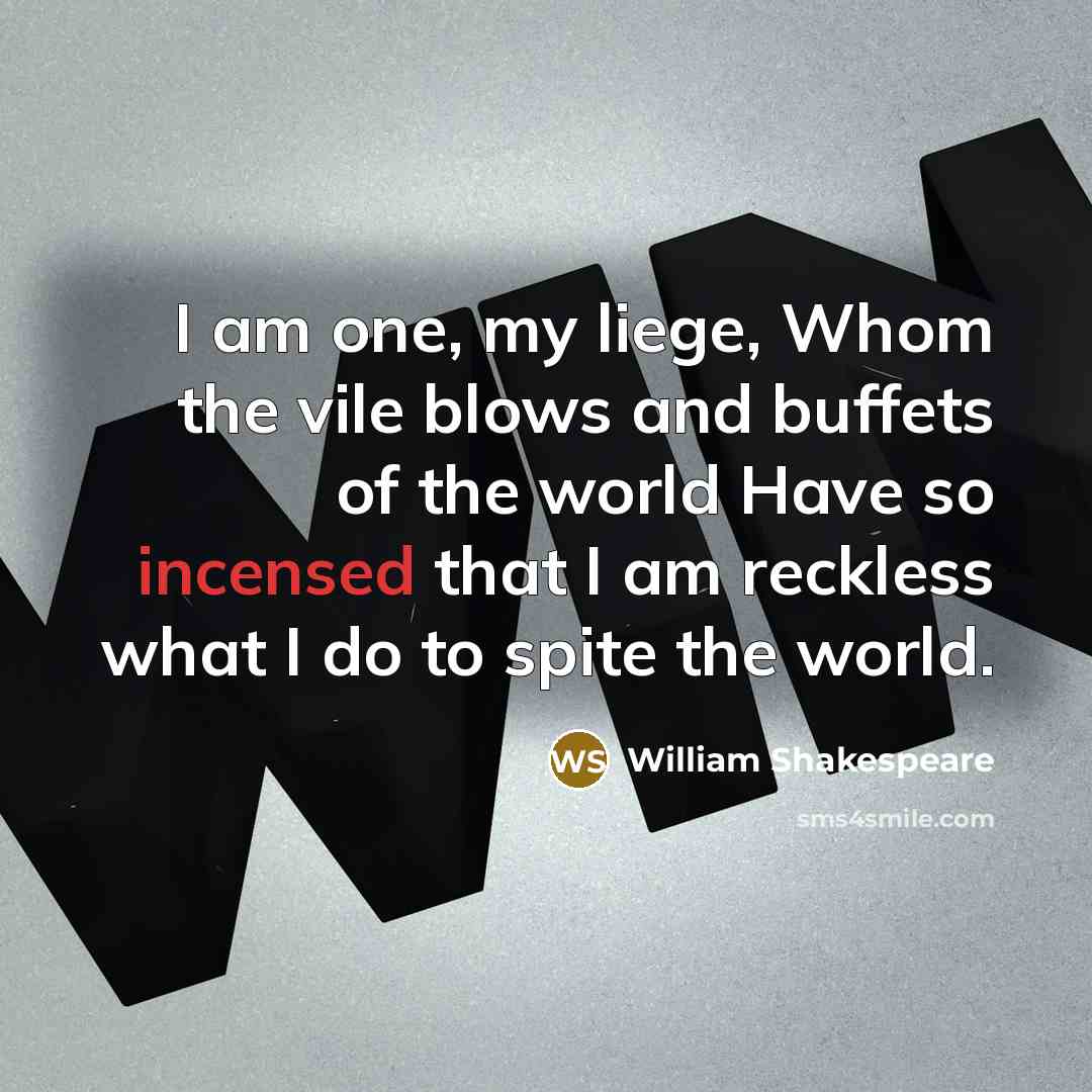 “I am one, my liege, Whom the vile blows and…” quote by William Shakespeare